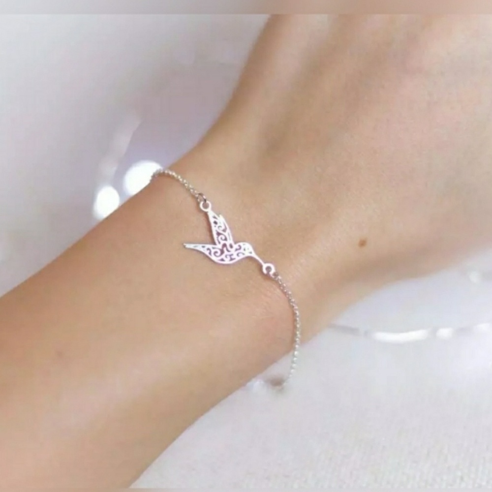 Rose Gold Origami Hummingbird Bracelet